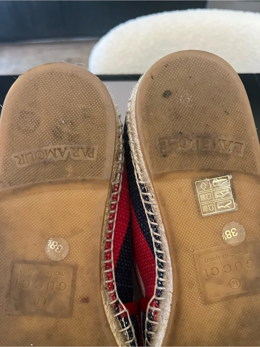 Gucci Red, Blue & White Canvas Logo Espadrille Slip-Ons - Picture 10 of 11